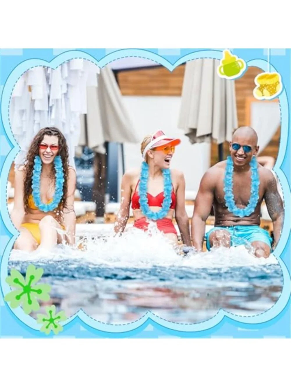LED Hawaiian Leis Light Up Flower Necklaces Luau Party Decor 24 Pack Set